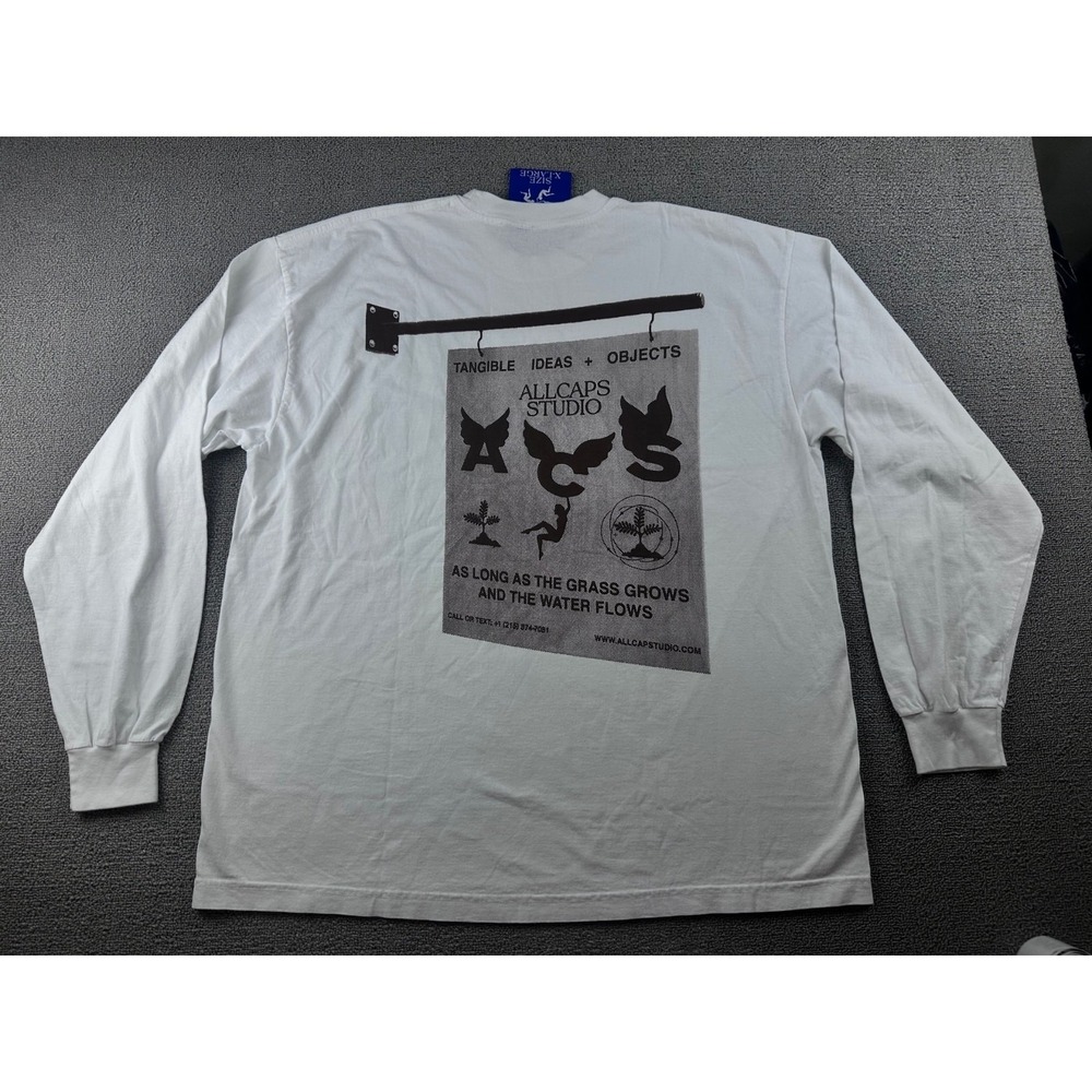 Allcaps Studio T-Shirt Men XL White Long Sleeve Tangible Ideas Sign Print Art - Picture 2 of 8